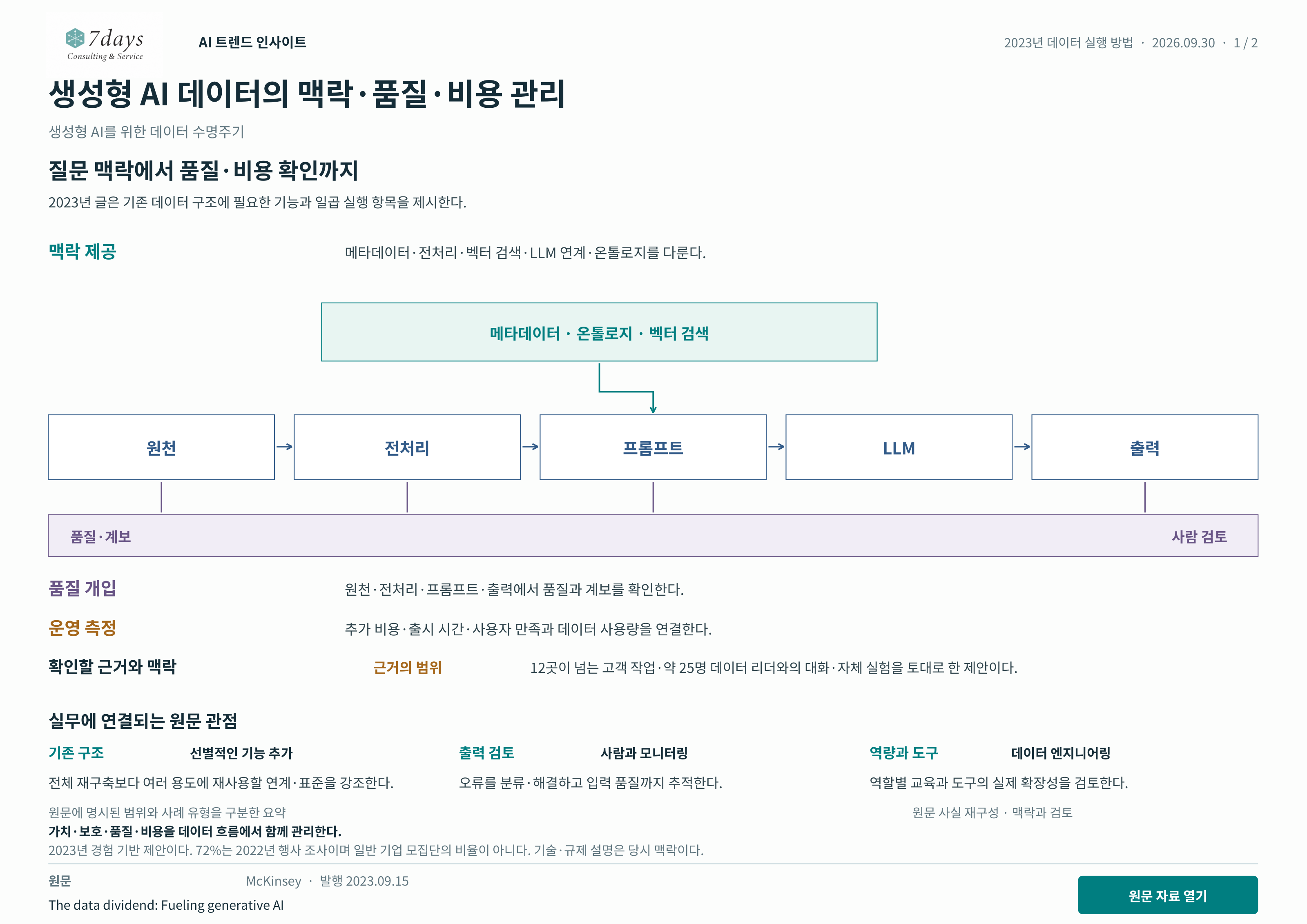 생성형 AI 데이터의 맥락·품질·비용 관리 원문 근거 전체 페이지