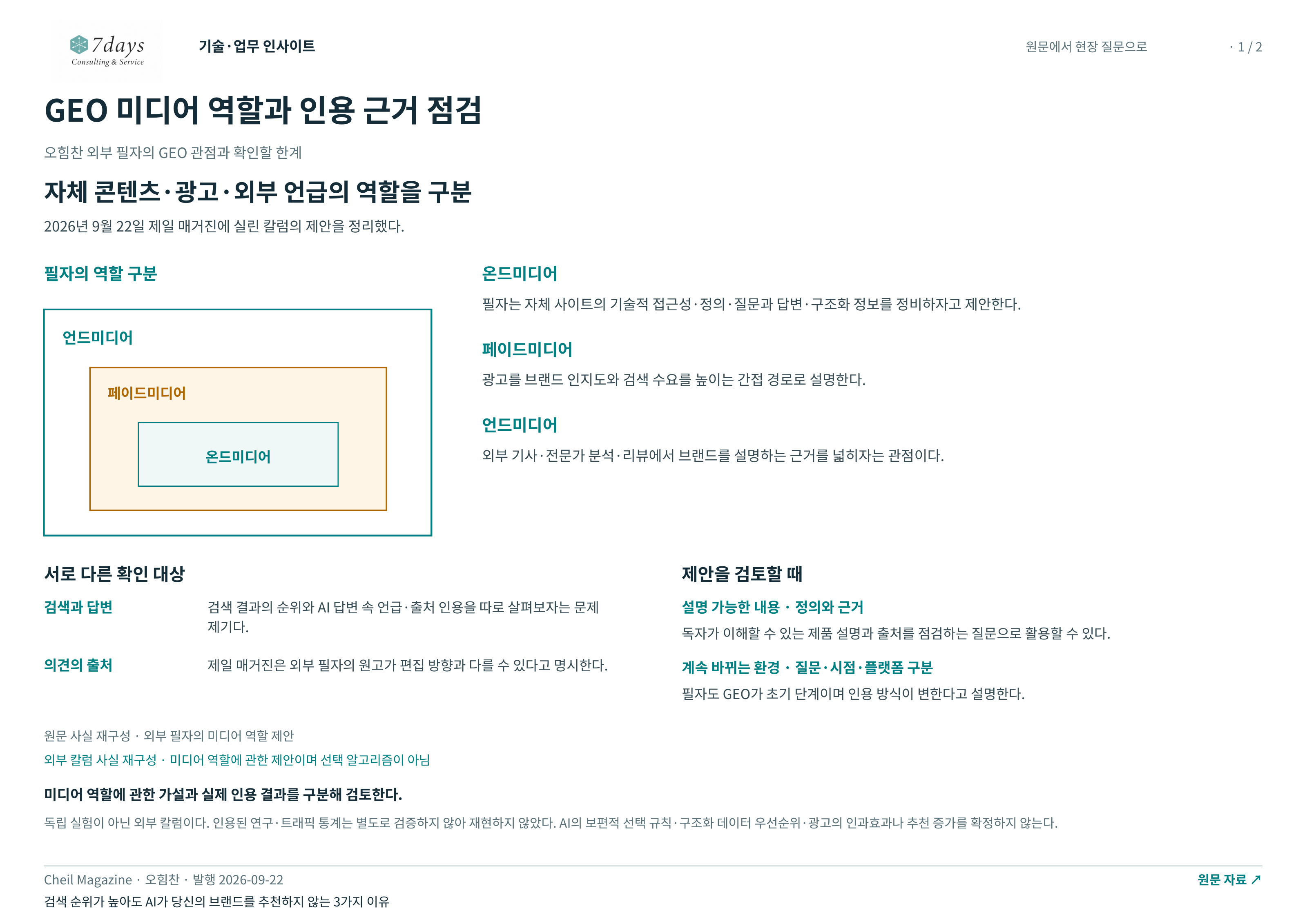 GEO 미디어 역할과 인용 근거 점검 전체 페이지