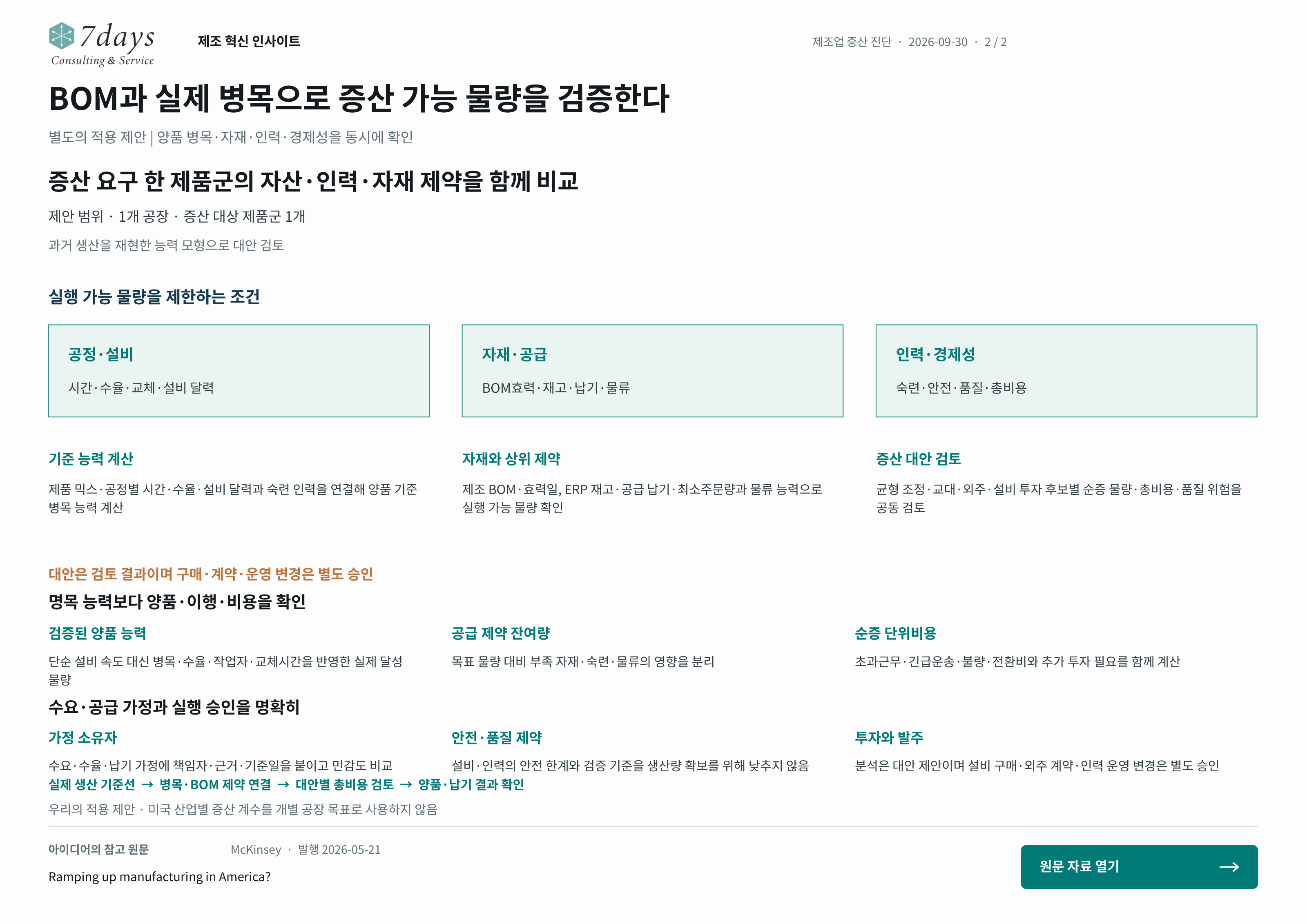 BOM과 실제 병목으로 증산 가능 물량을 검증한다의 별도 적용 제안 전체 페이지