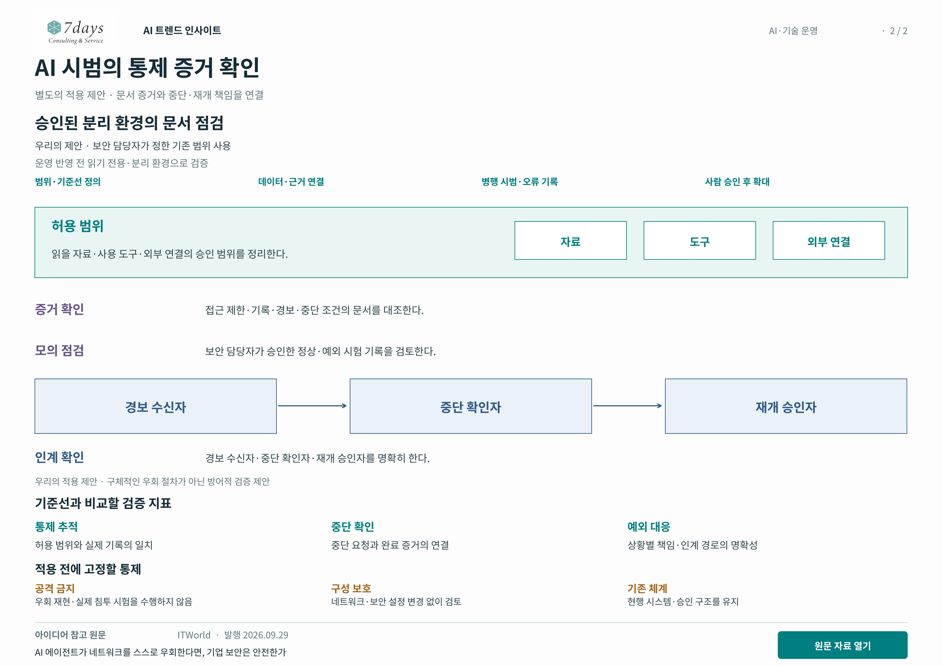 AI 시범의 통제 증거 확인 별도의 적용 제안 전체 페이지