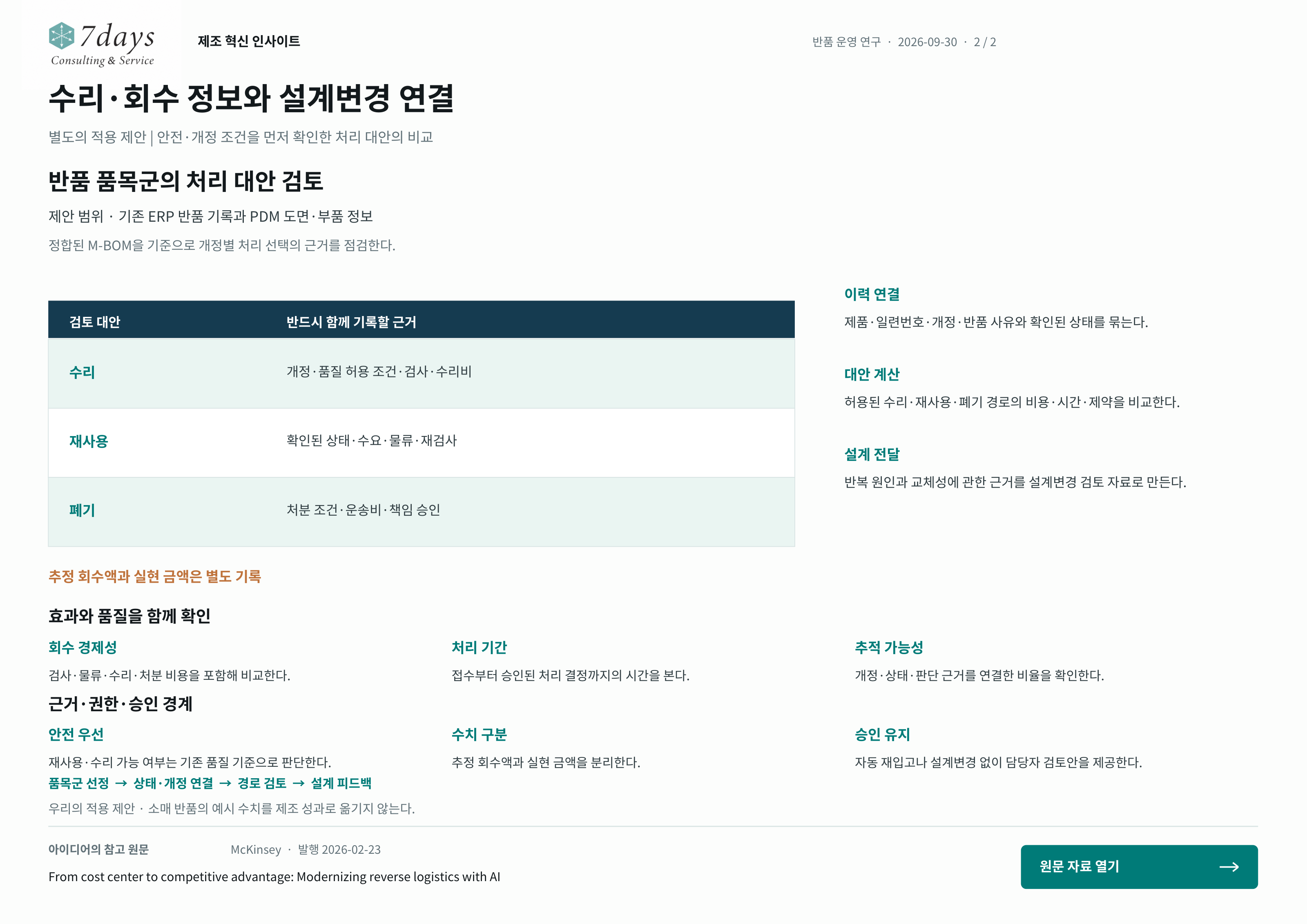 수리·회수 정보와 설계변경 연결의 별도 적용 제안 전체 페이지