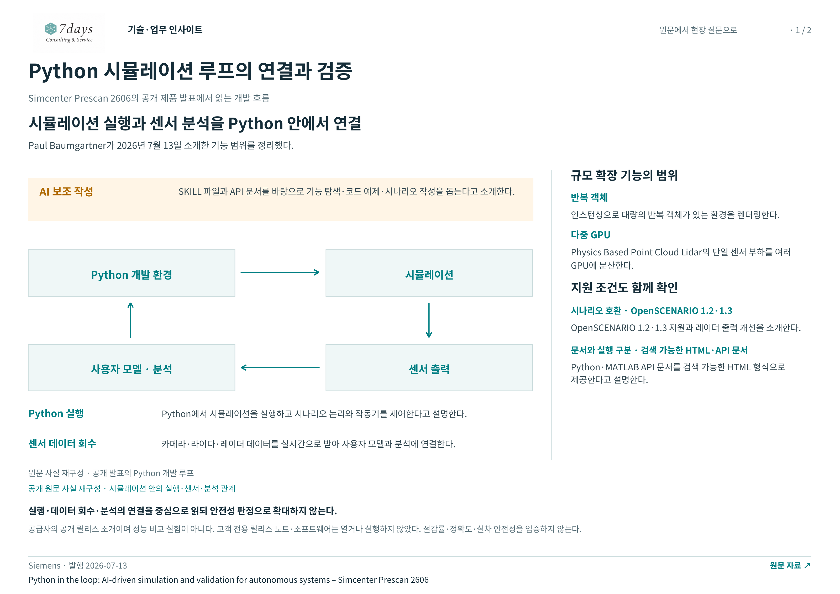 Python 시뮬레이션 루프의 연결과 검증 전체 페이지