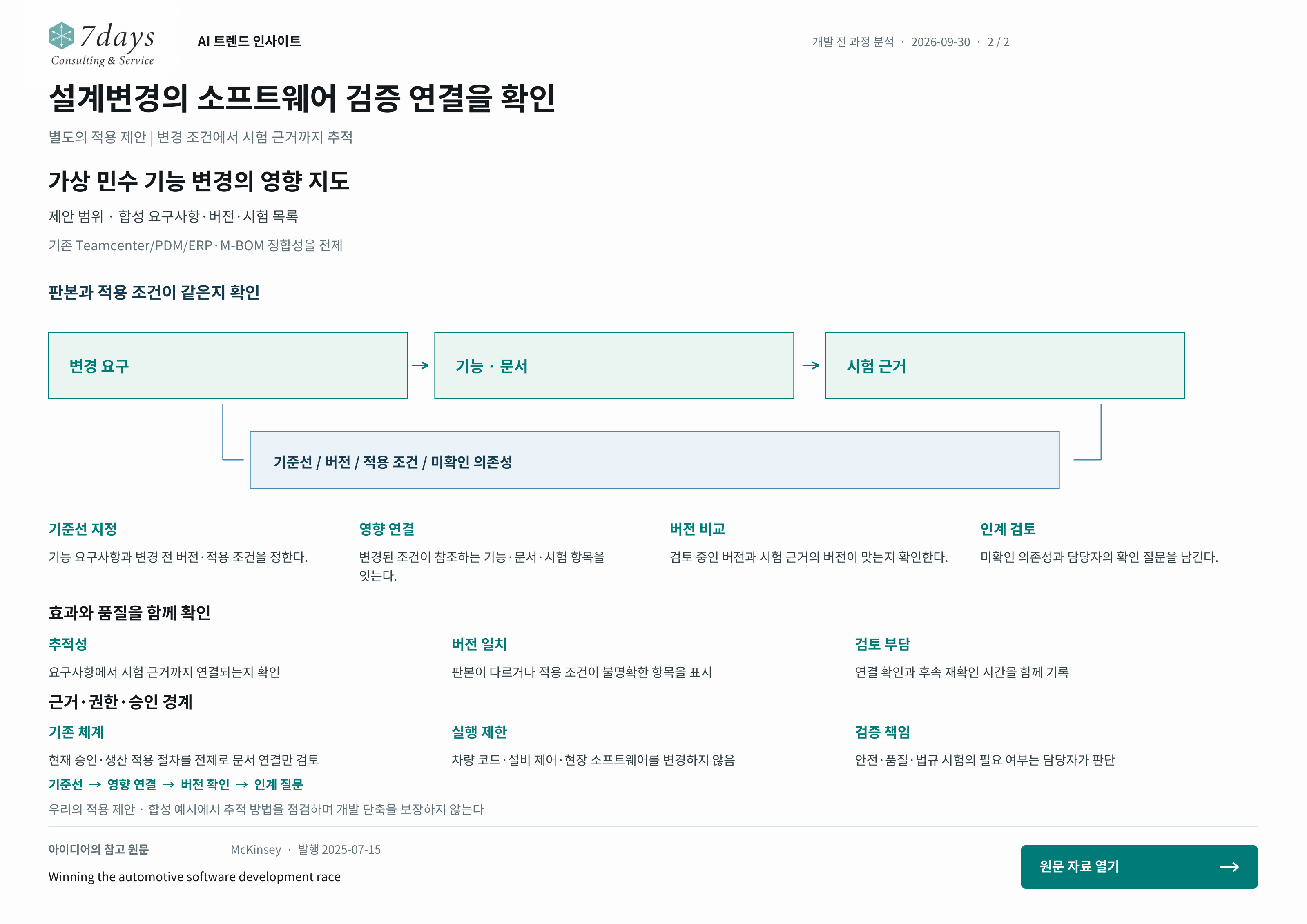 설계변경의 소프트웨어 검증 연결을 확인의 별도 적용 제안 전체 페이지