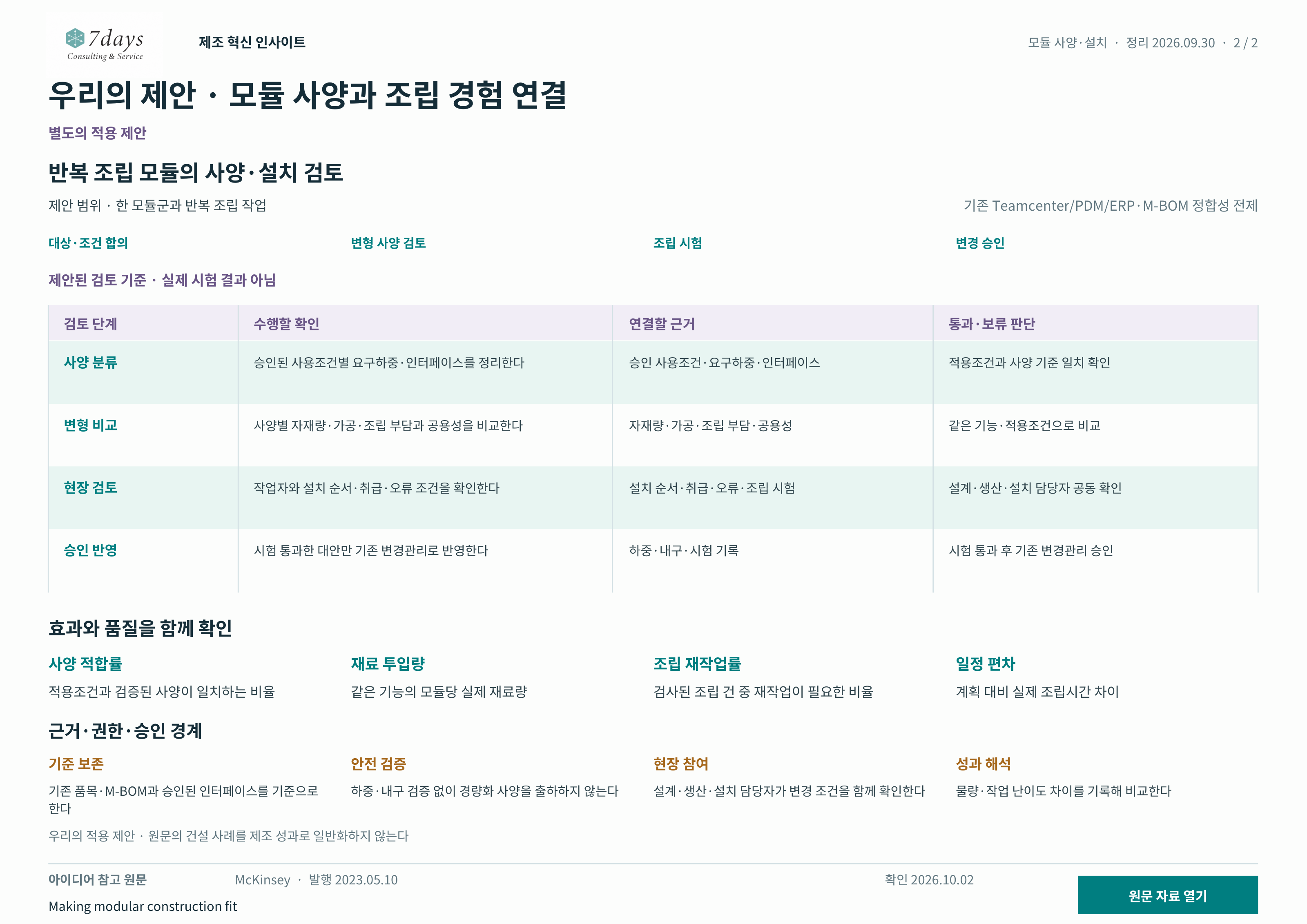 모듈의 사양·근거·검토·안전 승인 기준을 채운 제안표
