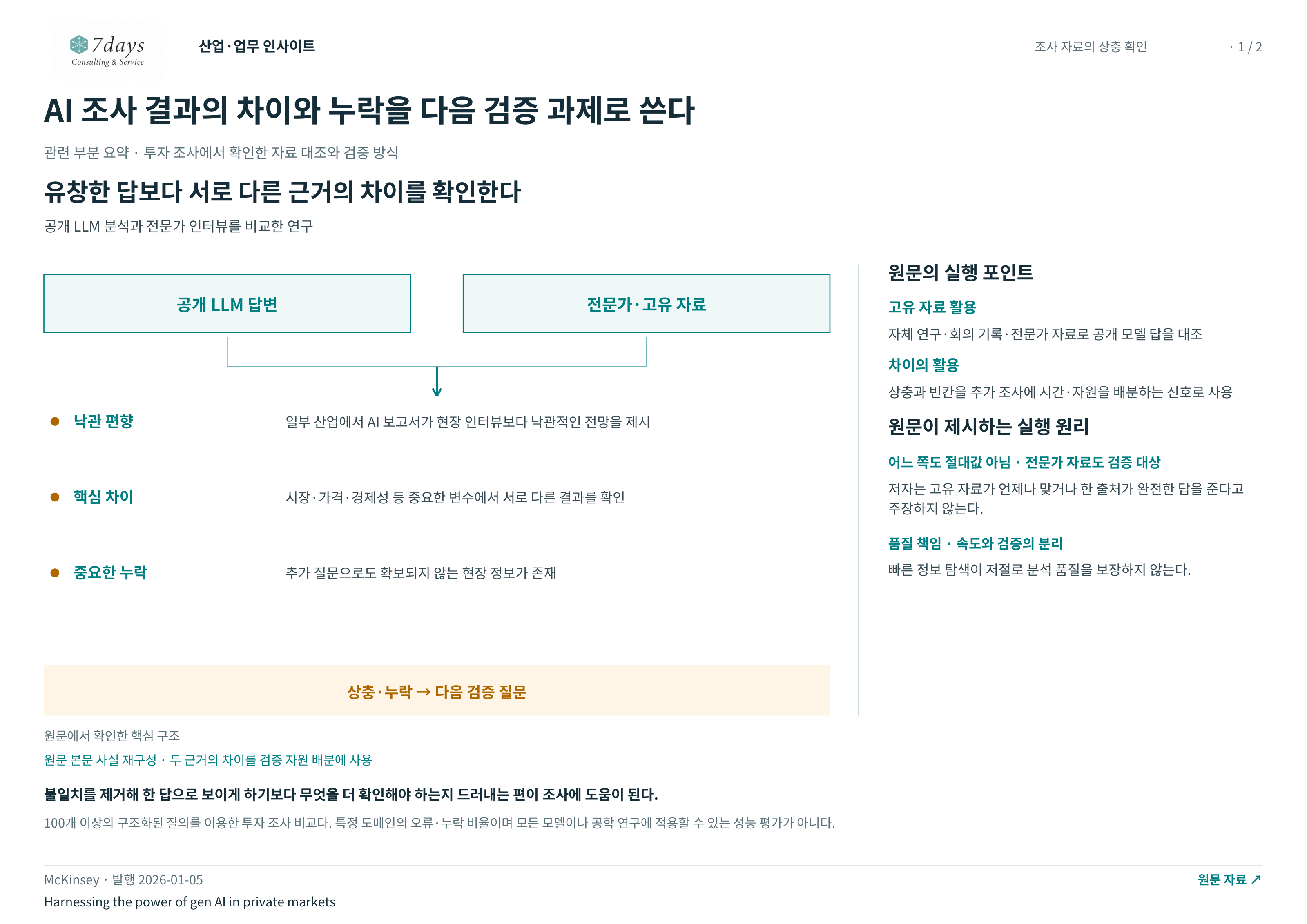 AI 조사 결과의 차이와 누락을 다음 검증 과제로 쓴다 전체 페이지