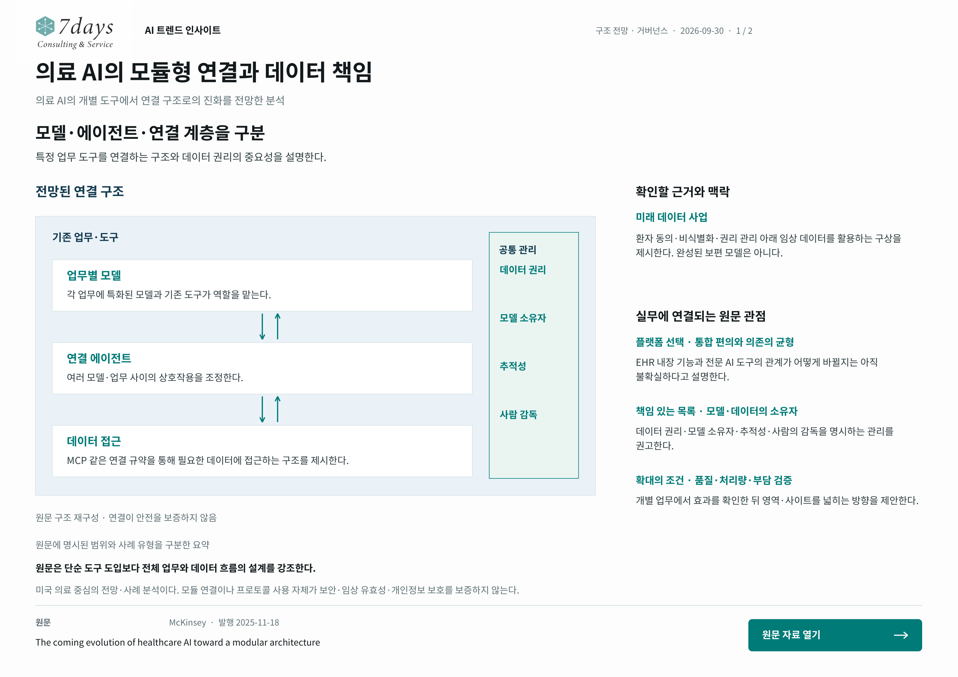 의료 AI의 모듈형 연결과 데이터 책임의 원문 근거 전체 페이지