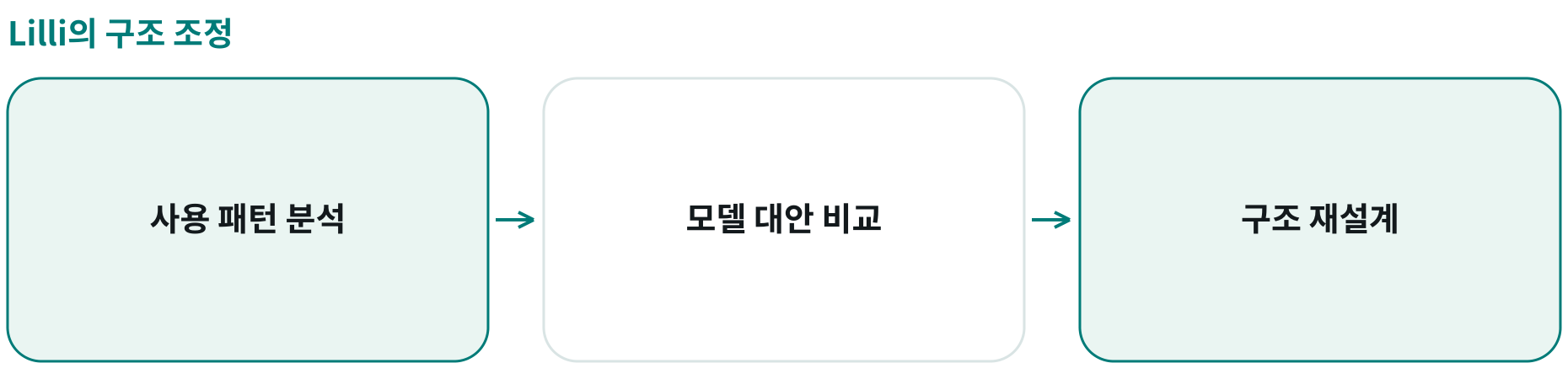 Lilli의 구조 조정; 사용 패턴 분석: 실제 요청별 요구; 모델 대안 비교: 속도·정확도·비용; 구조 재설계: 제공자 의존 조정