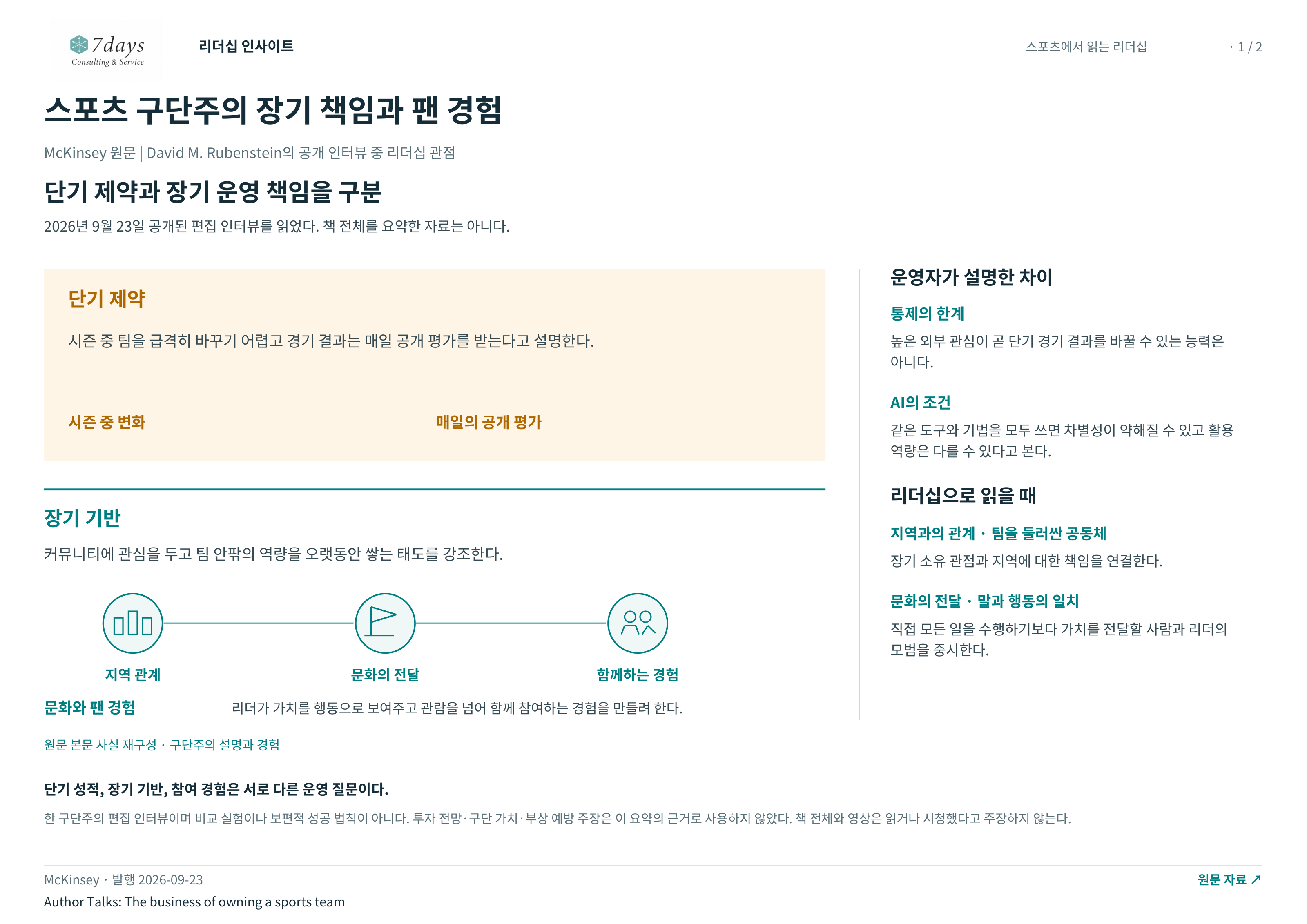 스포츠 구단주의 장기 책임과 팬 경험 전체 페이지